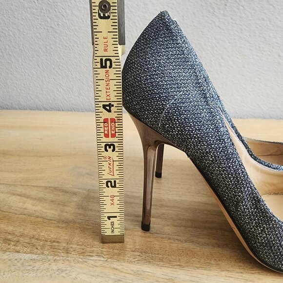 Jimmy Choo Pumps Shoes Womens Size 35.5 Black Silver Glitter Heels Italy Party - Picture 11 of 11